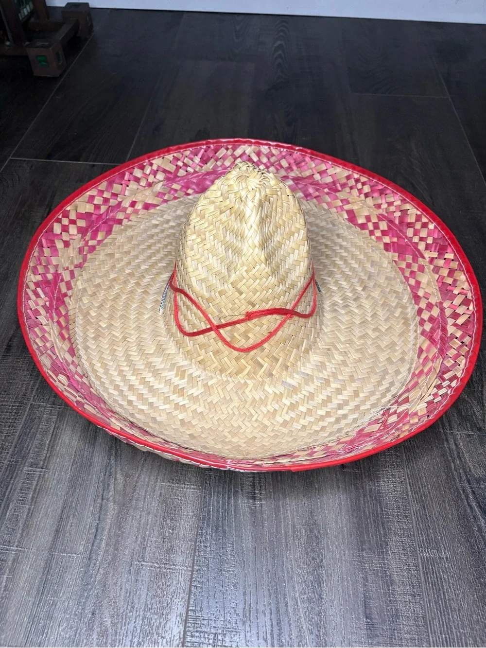 Straw Sombrero with Red Trim - Women Accessories